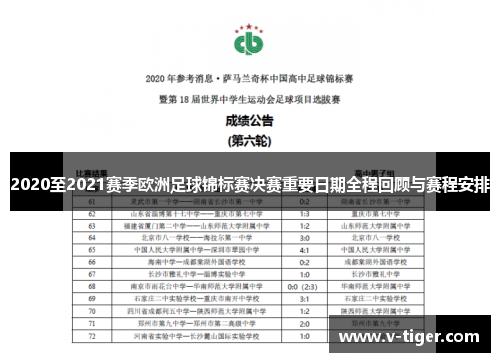 2020至2021赛季欧洲足球锦标赛决赛重要日期全程回顾与赛程安排
